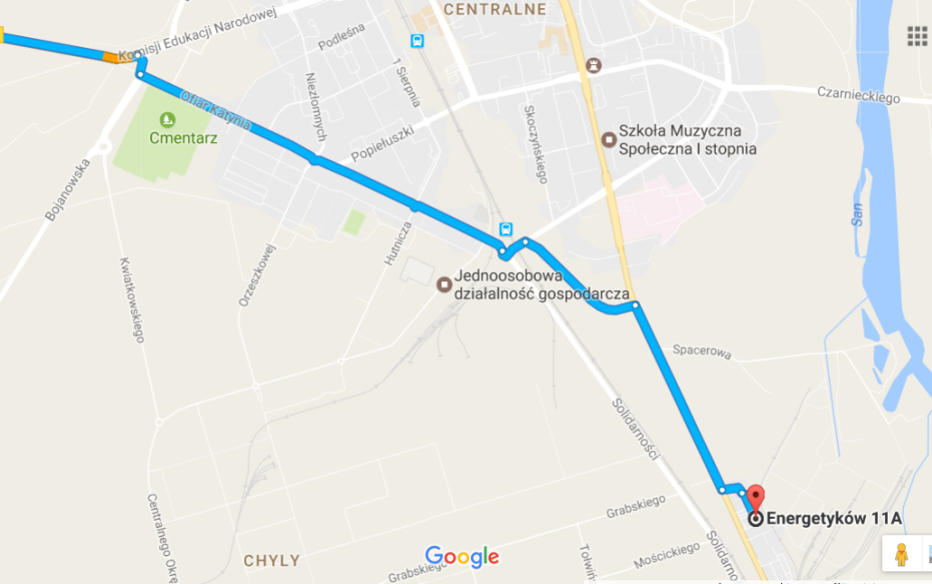 Dojazd od Tarnobrzega